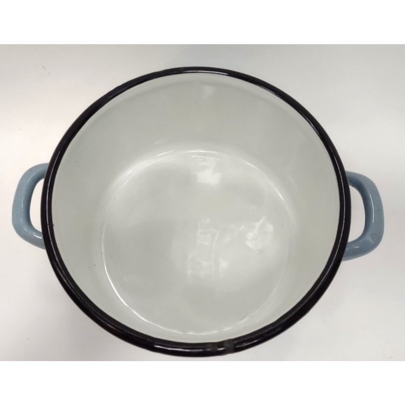 Enamel Ware Pot Light Blue 7 Inches Wide 4 Inches High 7 Inches Diameter Vintage - Picture 6 of 6